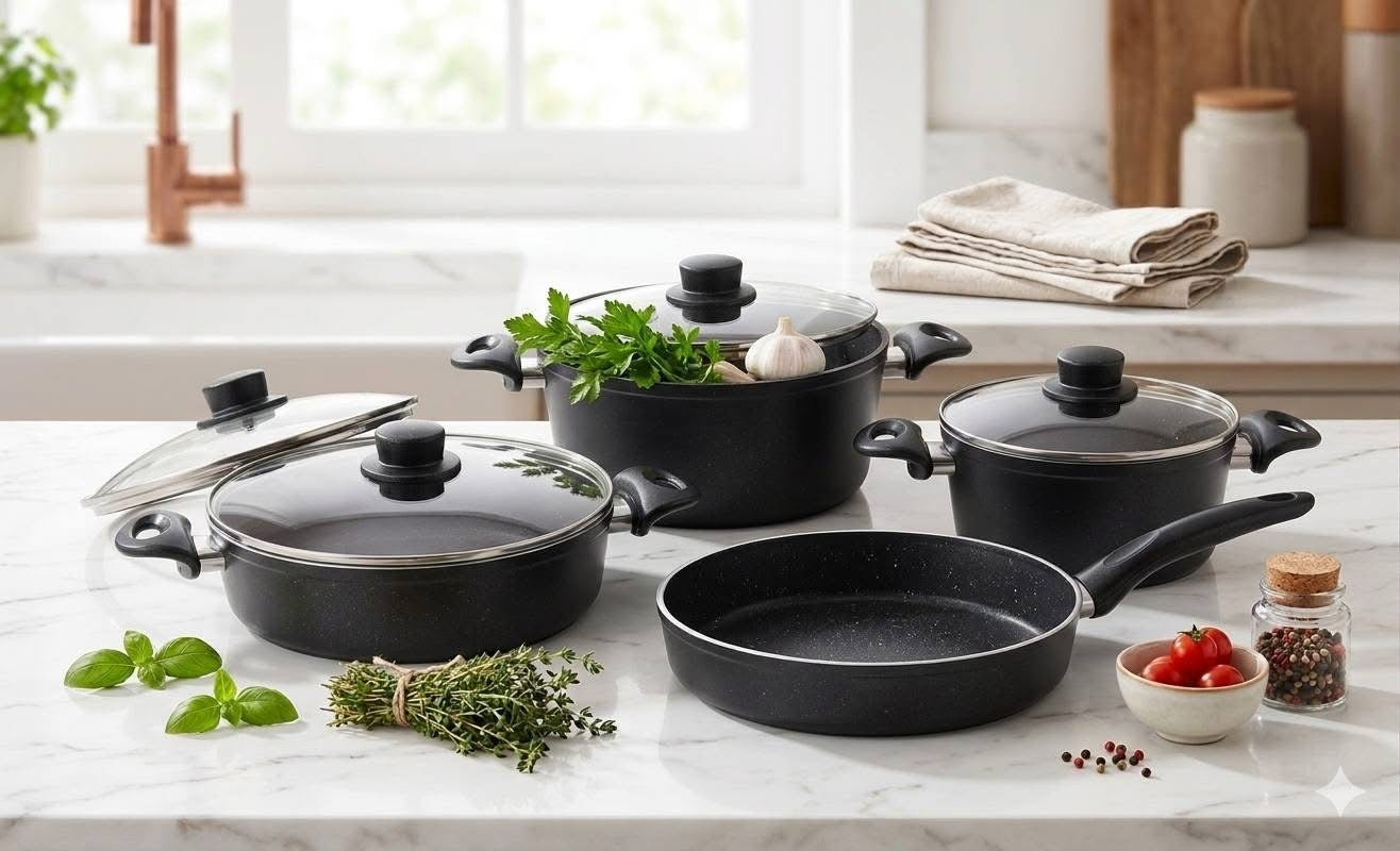 Batterie de cuisine Granite antiadhésive – 7 pièces