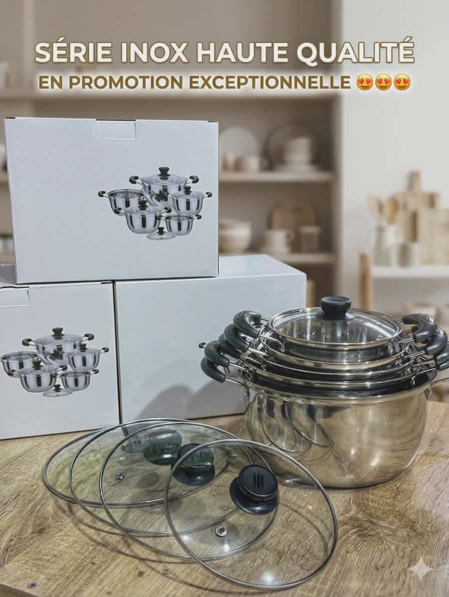 Batterie de Cuisine en Inox (10 Pièces)
