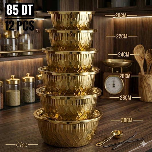 Ensemble 6 Plateaux avec Couvercles (12 Pièces)