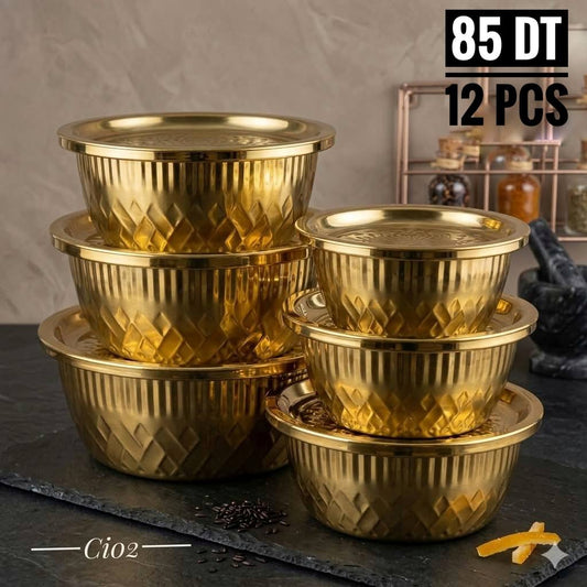 Ensemble 6 Plateaux avec Couvercles (12 Pièces)